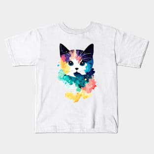 Cat Wild Nature Animal Colors Art Paint Kids T-Shirt